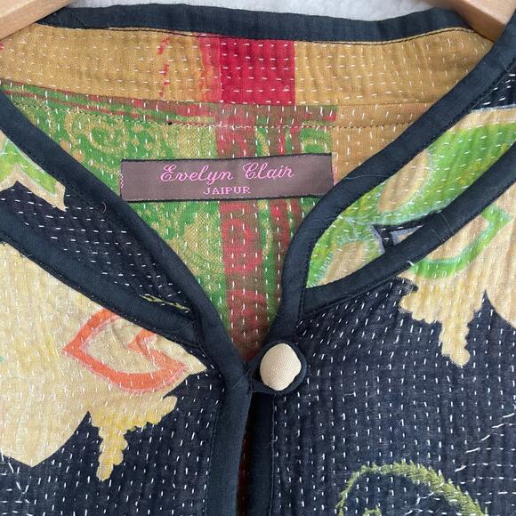 Evelyn Clair Jaipur Reversible Kantha Jacket Coat 1 of a kind Handmade Boho - Picture 6 of 14